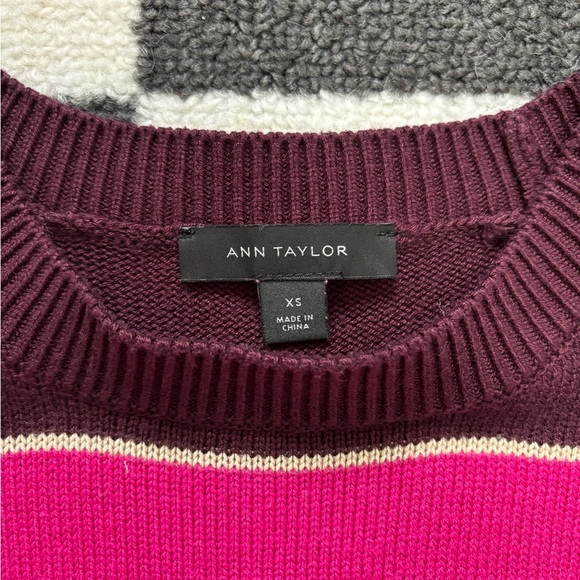 Ann Taylor Burgundy and Pink Knit Top Half Sleeve - Picture 2 of 11